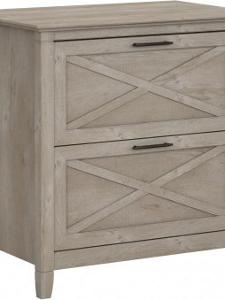 Bush Furniture Key West 2 Drawer Lateral File Cabinet in Washed Gray | Document Storage for Home Office | Accent Chest with Drawers